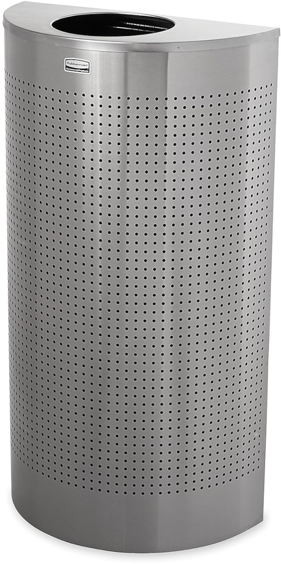 Rubbermaid Half-Round Open Top Bin - 45 Ltr - Perforated Stainless Steel