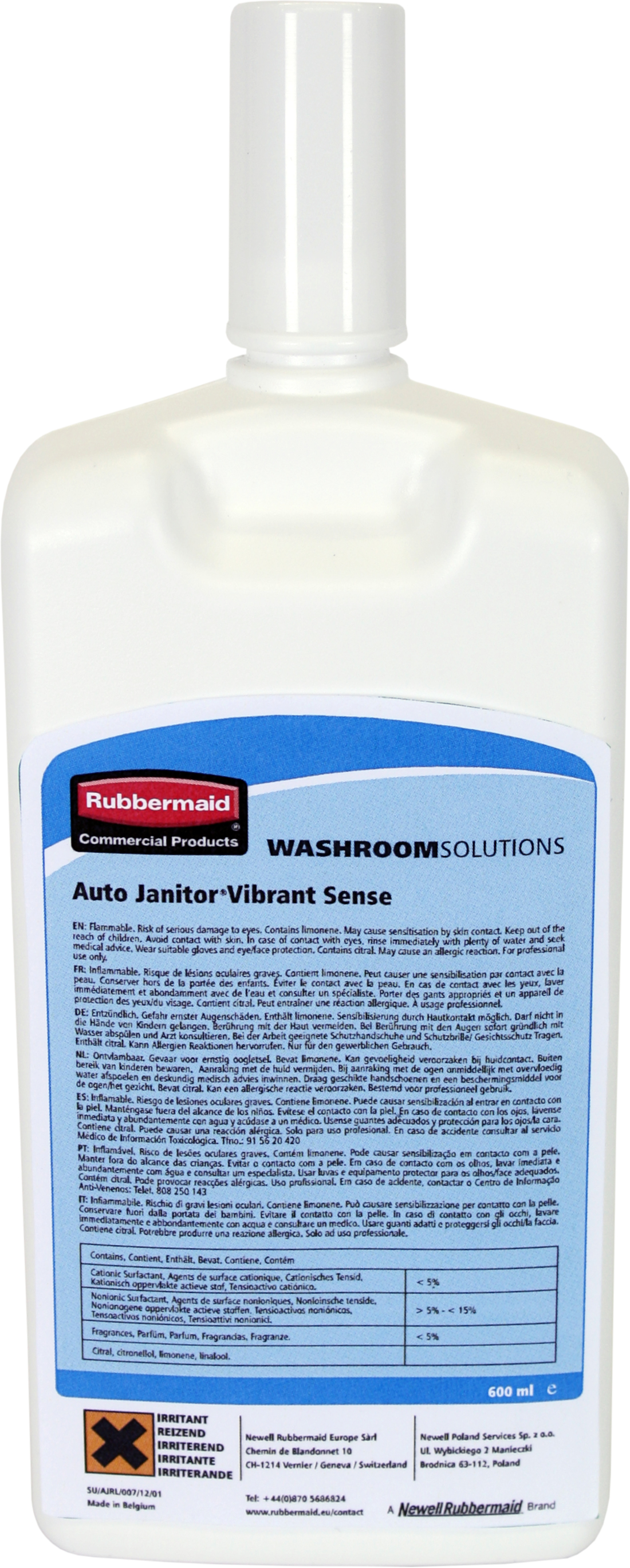 Rubbermaid AutoJanitor Cleaner & Deodouriser Refill - 600ml - Vibrant Sense