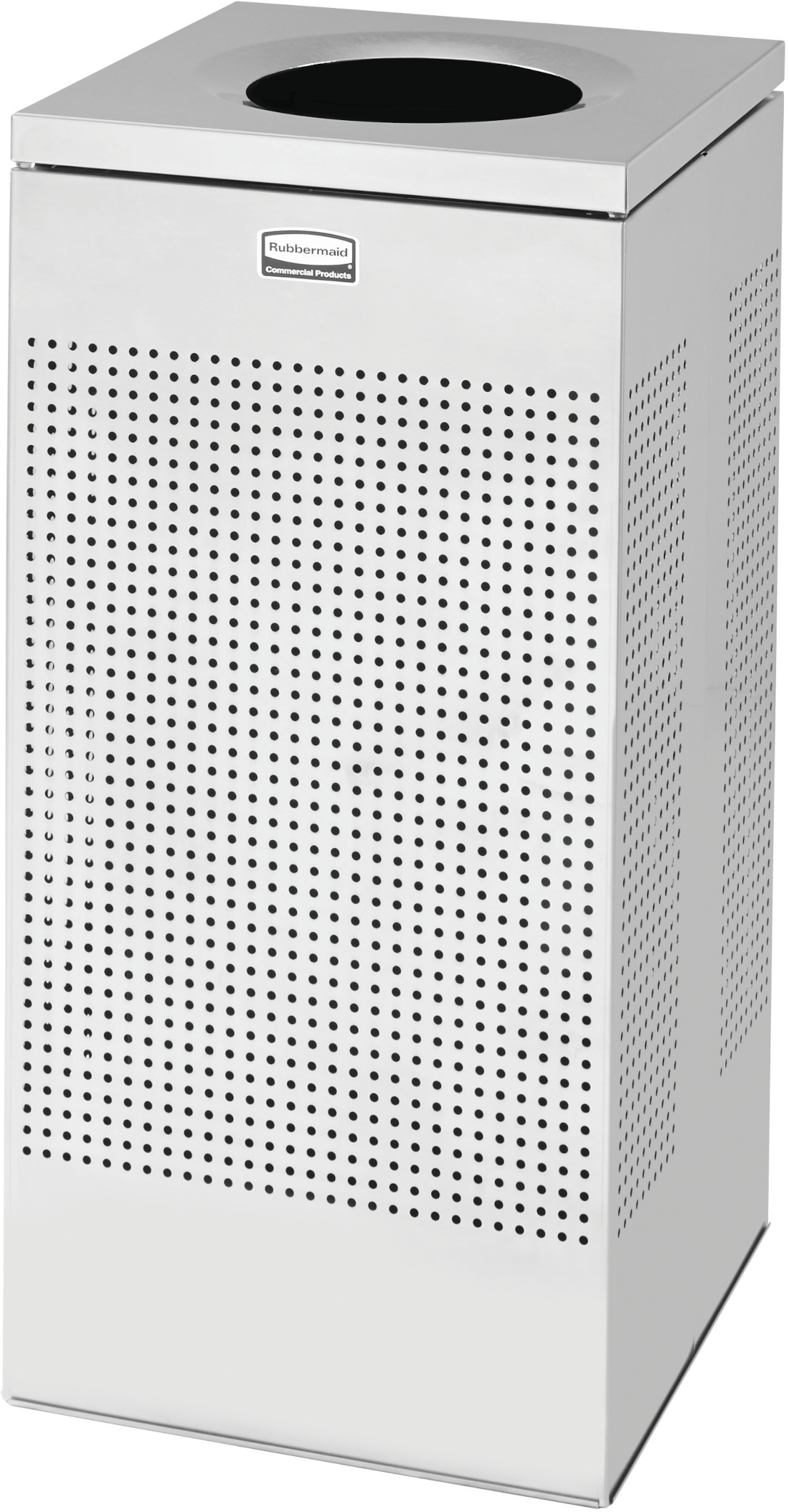 Rubbermaid Silhouettes Square Open Top Bin - 60 Ltr - Stainless Steel