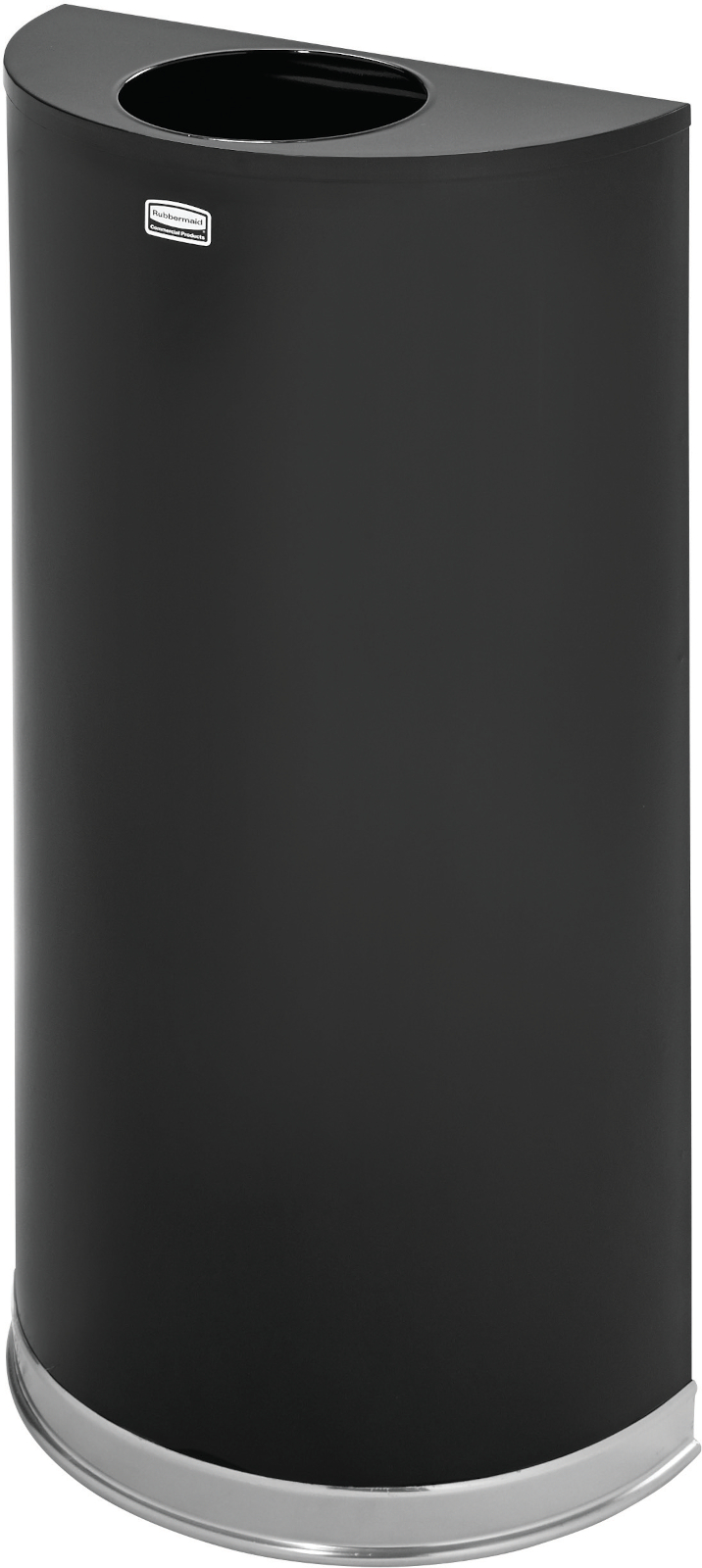 Rubbermaid Half-Round Open Top Bin - 45 Ltr - Black/Chrome