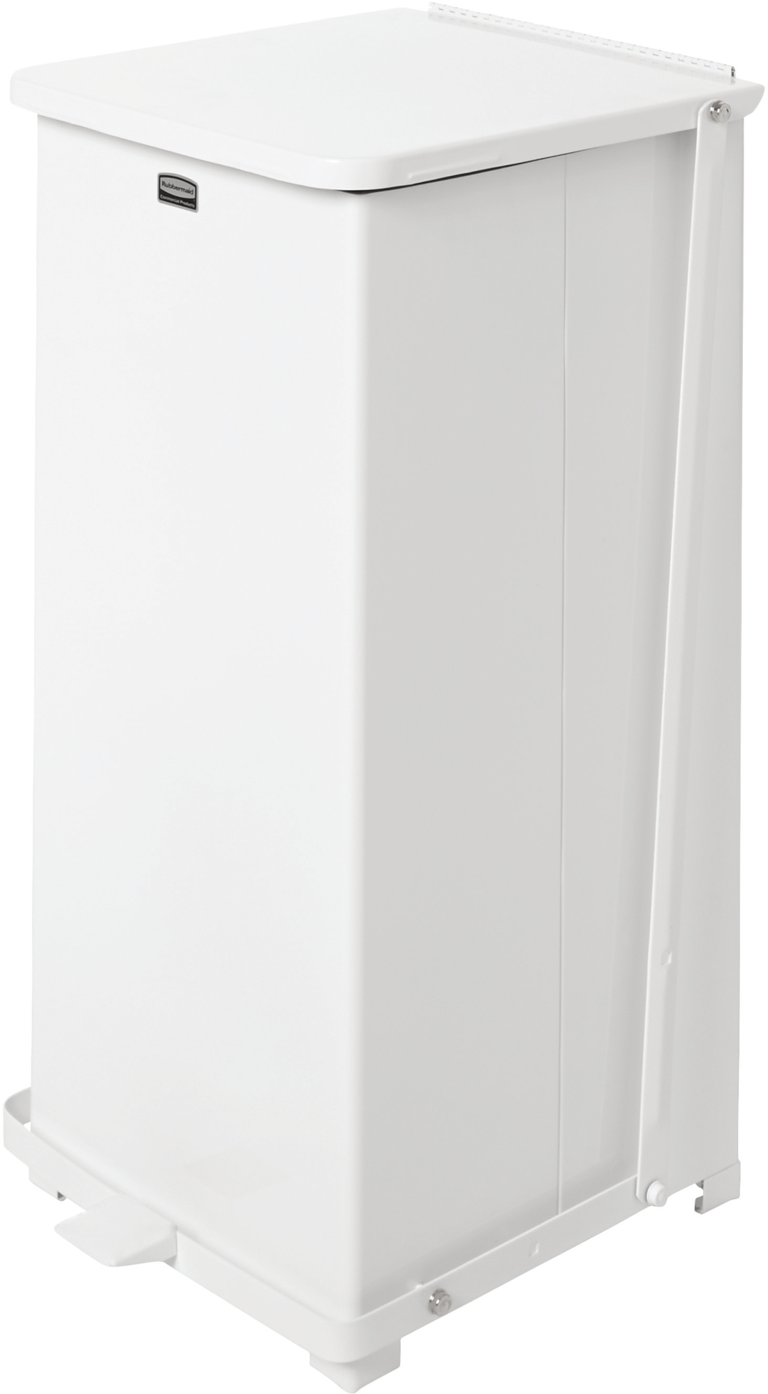 Rubbermaid Defender Square Pedal Bin with Plastic Liner - 49 Ltr - White