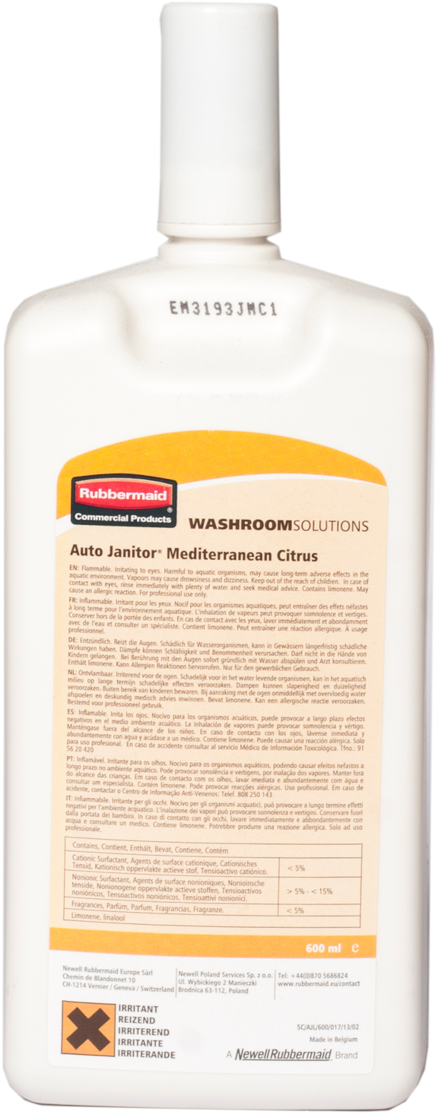 Rubbermaid AutoJanitor Cleaner & Deodouriser Refill - 600ml - Mediterranean Citrus