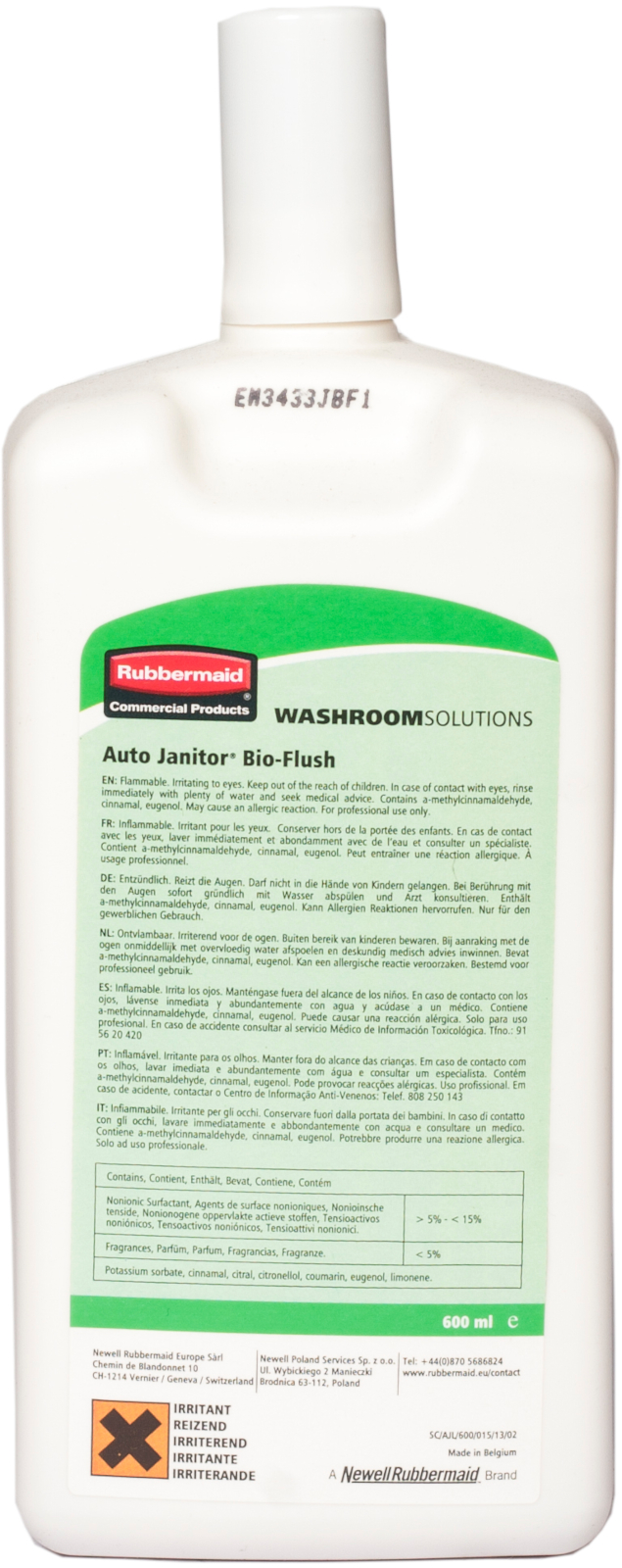 Rubbermaid AutoJanitor Refill - 600ml - BioFlush