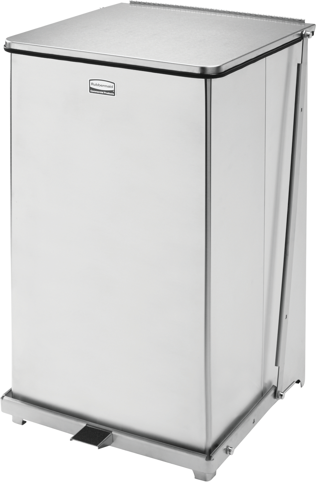 Rubbermaid Defenders Square Pedal Bin with Liner - 95 Ltr - Stainless Steel