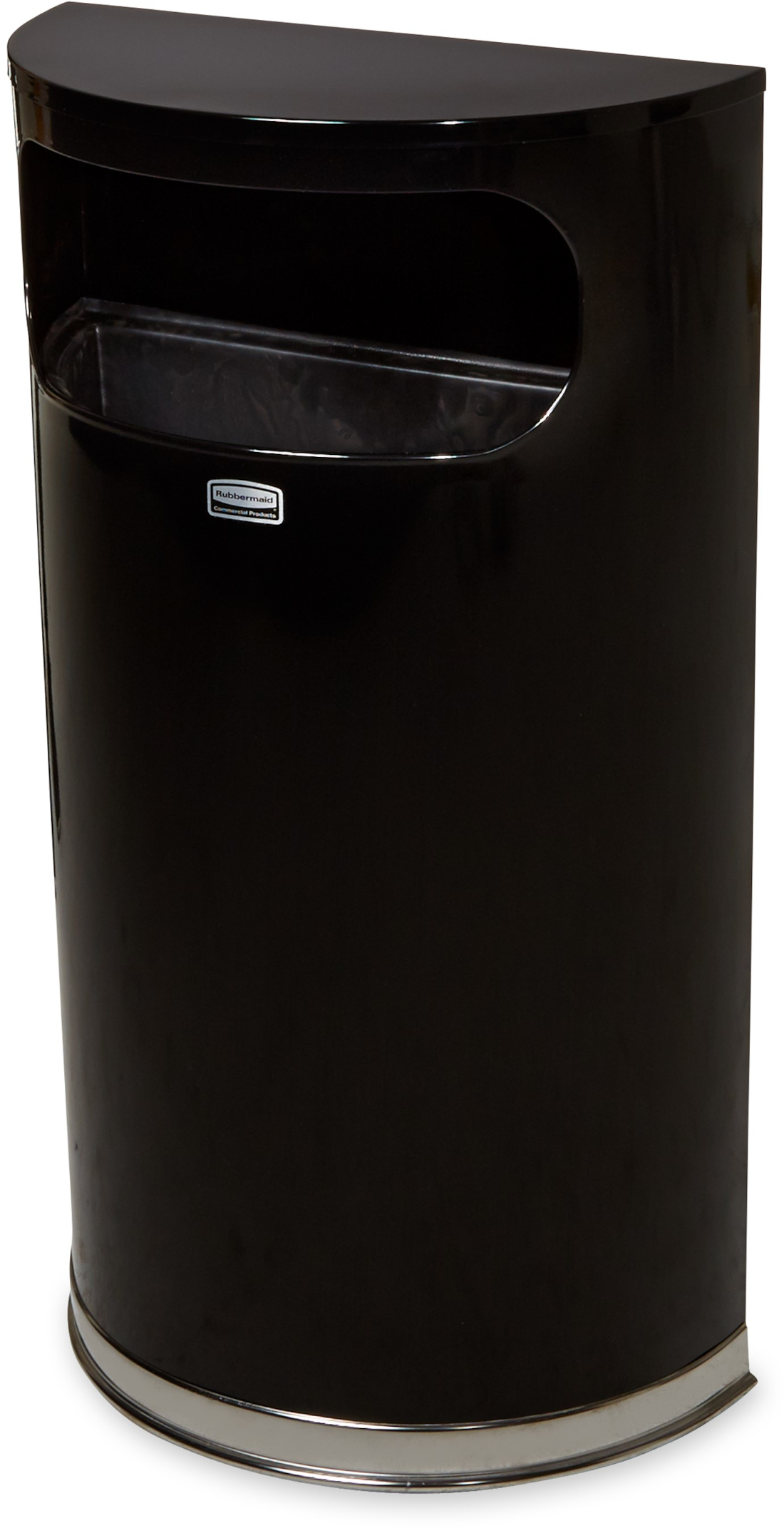 Rubbermaid Half-Round Bin with Flat Top - 34 Ltr - Black/Chrome