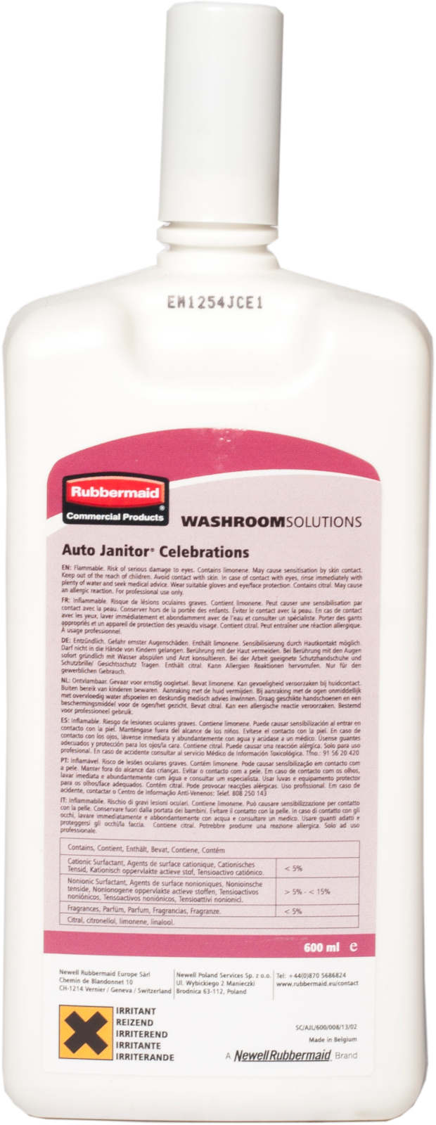 Rubbermaid AutoJanitor Cleaner & Deodouriser Refill - 600ml - Celebrations