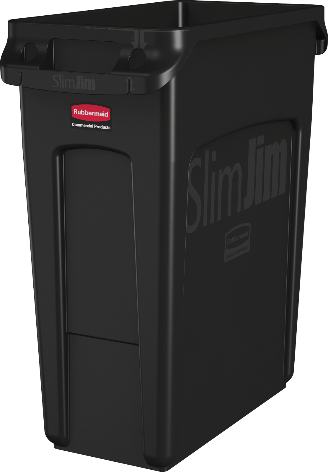 Rubbermaid Slim Jim with Venting Channels - 60 Ltr - Black