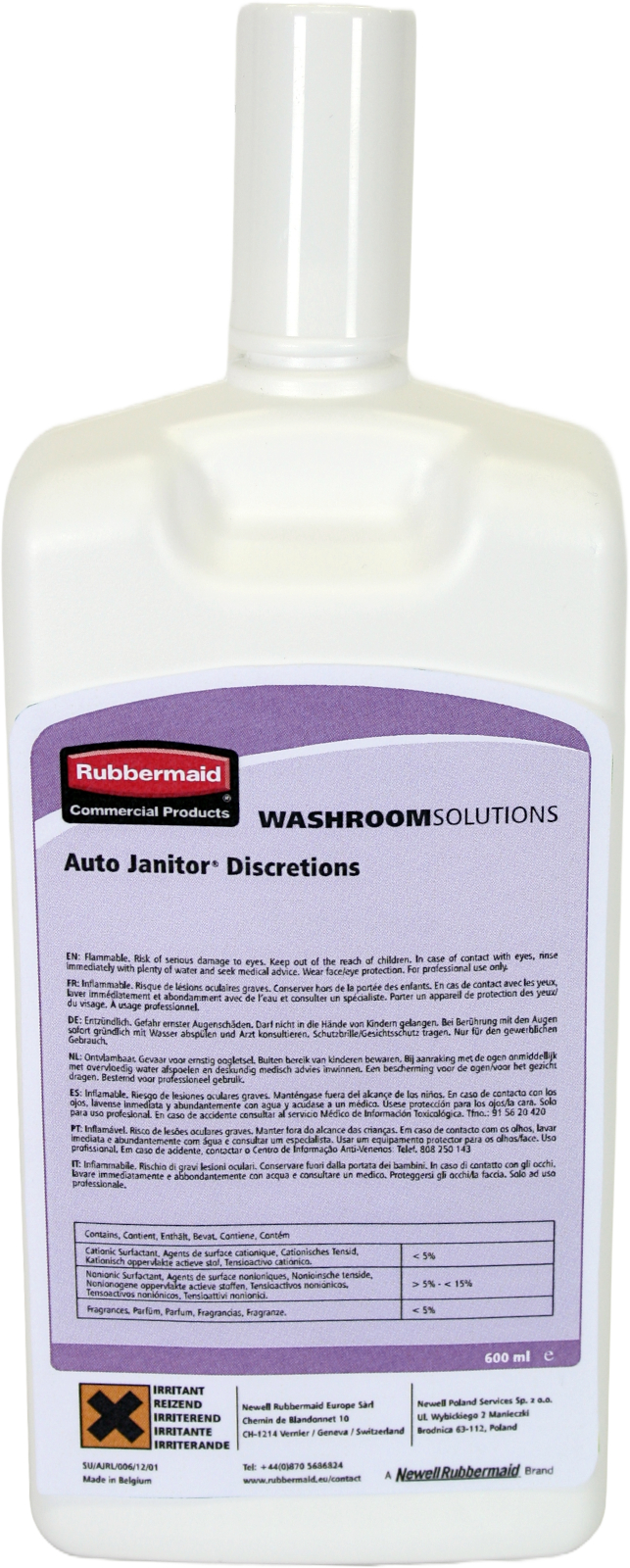 Rubbermaid AutoJanitor Cleaner & Deodouriser Refill - 600ml - Discretion